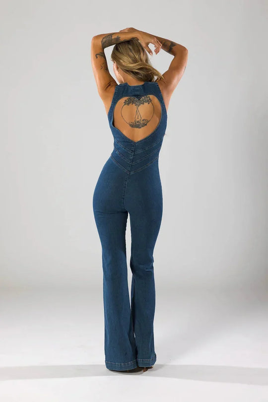Eva – Denim jumpsuit met flatterende pasvorm