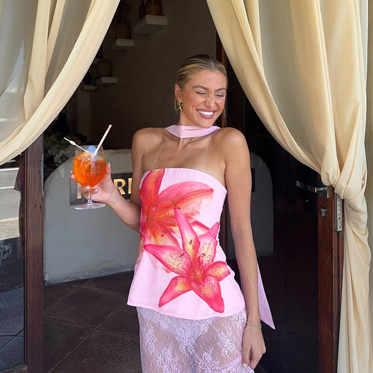 Viretta – Floral Sleeveless Top met Sjaaltje