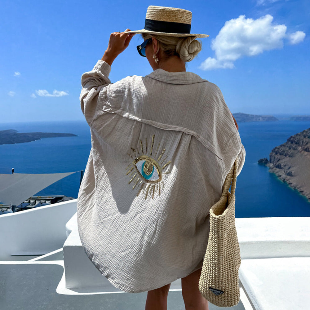 Esmira – Geborduurde blouse met sequin- en kraaldetail