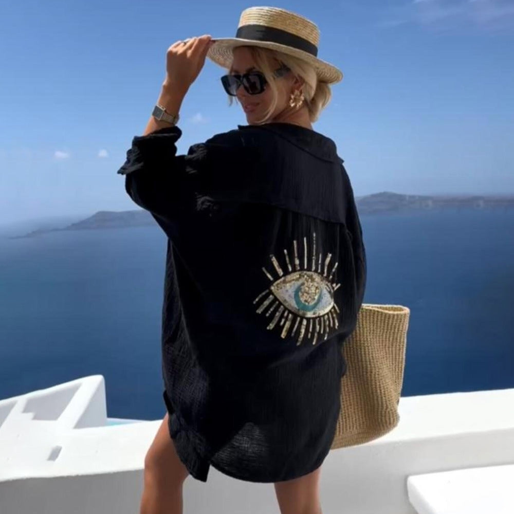 Esmira – Geborduurde blouse met sequin- en kraaldetail