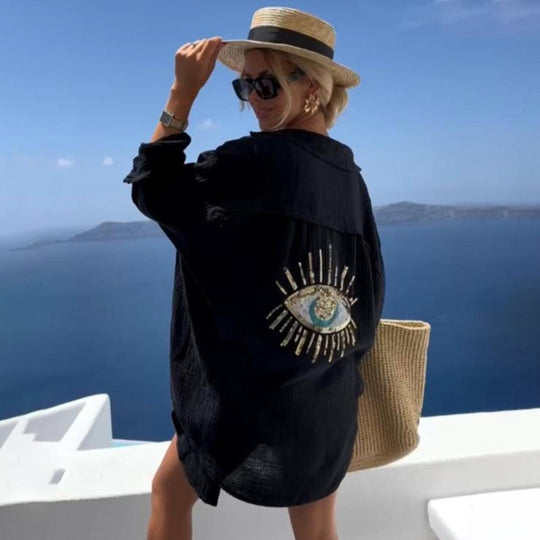 Esmira – Geborduurde blouse met sequin- en kraaldetail