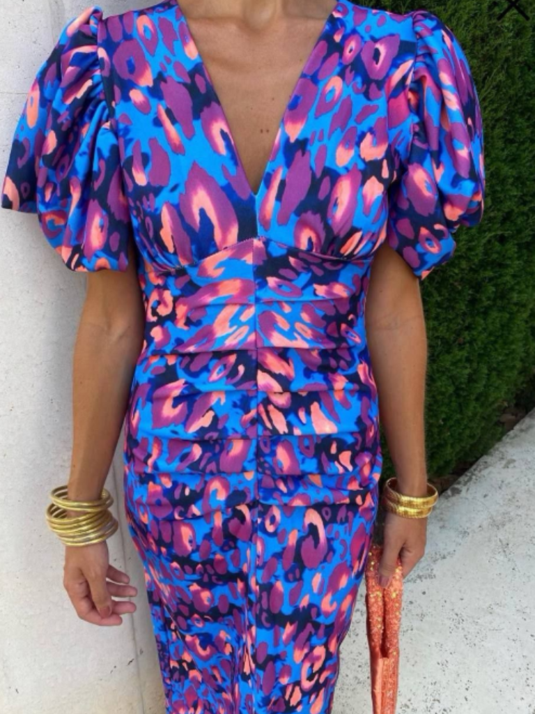 Milviana – Midi-jurk met statementprint en geplooide details