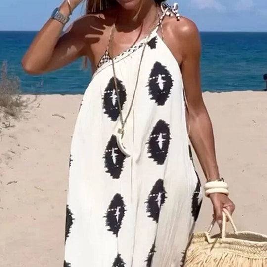 Noor – Zwierige one-shoulder maxi-jurk