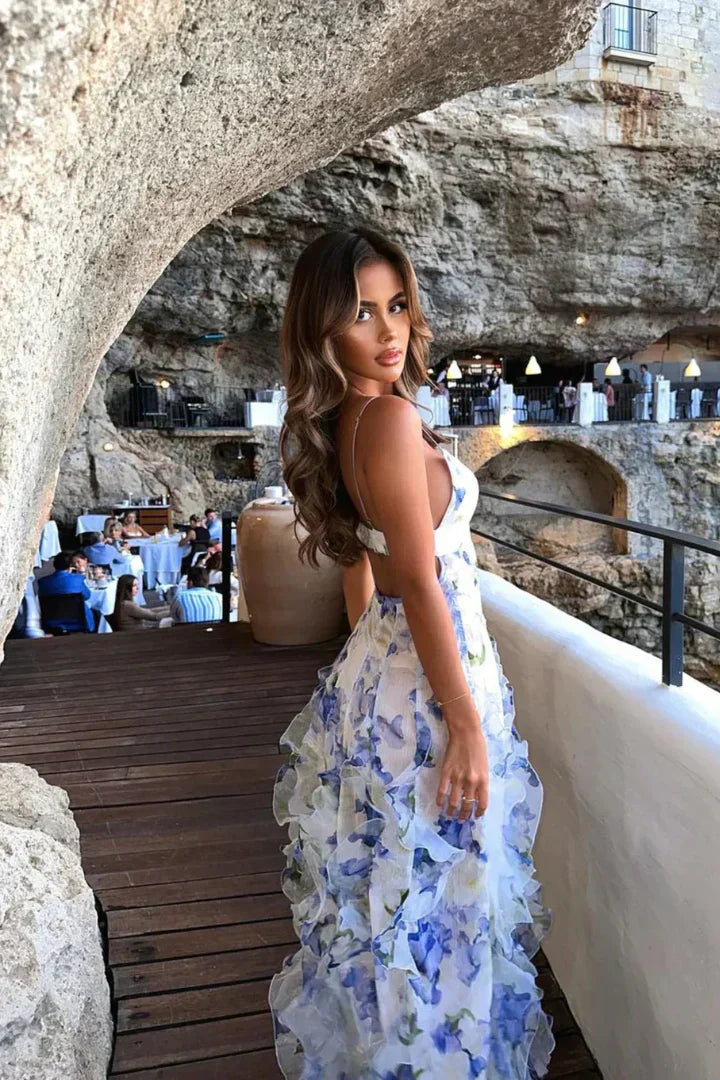 Gabriella - Speelse Ruffle Zomerjurk met Bloemenprint