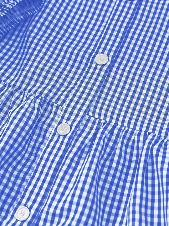 Maribel – Gestreepte midi-jurk met pofmouwen