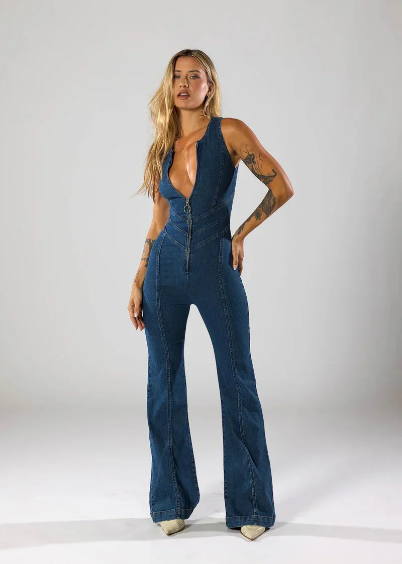 Eva – Denim jumpsuit met flatterende pasvorm