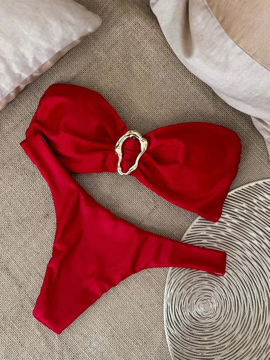 Inès – Bandeau bikini met gouden detail