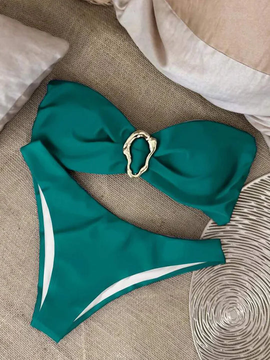 Inès – Bandeau bikini met gouden detail