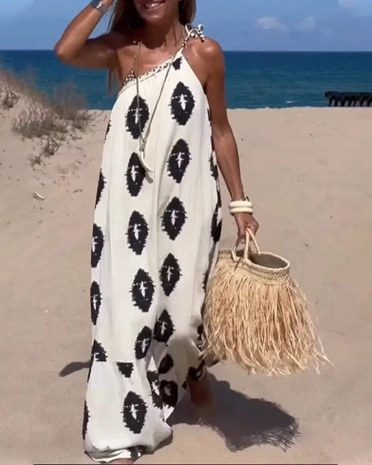 Noor – Zwierige one-shoulder maxi-jurk